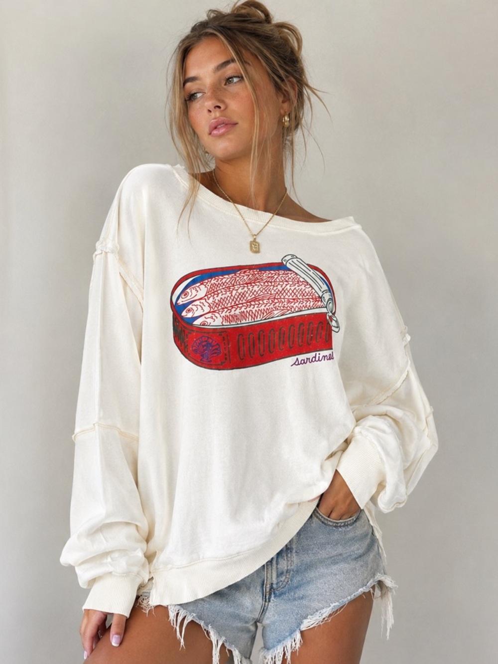 Free People We The Free Camden Sardines Sweatshirt NWT Small
